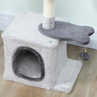 PawHut - arbre à chat 28 po avec lit supérieur en peluche - gris clair-Construit avec une base large et des planches épaisses pour une stabilité supérieure, sans vacillement 