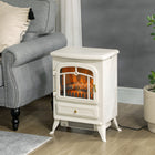 HOMCOM 16" Freestanding Electric Fireplace with Wood Burning Flame - 750/1500 W - Beige-Quiet and fan-forced heater with two adjustable settings for even heat distribution (within 40 decibels)