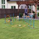 PawHut 5-Piece Dog Agility Training Equipment Starter Kit with Carrying Bag-Adjustable jump heights fit any dog size 
