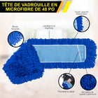 Gritt Commercial - Tête de vadrouille à poussière en microfibre bouclée - 48 po x 5 po - Bleu - Paquet de 6-Offre une meilleure élimination des bactéries que les vadrouilles en coton traditionnelles