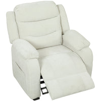 HOMCOM Power Massage Recliner with Quiet Motor - Beige-One touch power recliner with footrest reaches 150° smoothly with quiet brushless motor