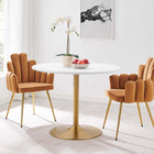 Modway Amuse 40" Dining Table - Gold White-Chip-Resistant Metal Pedestal Base
