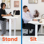 Motionwise M2 Series 48"W Electric Sit-Stand Desk with Dual Motors and Pull-Out Drawer - White-Heavy-Duty Weight Capacity: Crafted with powder-coated steel framework, this desk is designed to support up to 225 lbs., accommodating various monitors, printers, and other office essentials with ease.