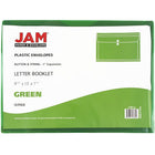 JAM Paper Enveloppes en plastique fini métallique avec fermeture à bouton et ficelle, 9 3/4 x 13 po, vertes, paq./12-Ouverture : livret