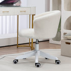 Vinsetto - Chaise de bureau sans accoudoirs en peluche avec hauteur réglable - blanc-Assemblage requis