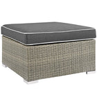 Modway Repose Outdoor Patio Upholstered Fabric Ottoman - Light Grey/Charcoal-Outdoor Patio Ottoman