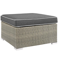 Modway Repose Outdoor Patio Upholstered Fabric Ottoman - Light Grey/Charcoal-Outdoor Patio Ottoman