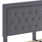 Flash Furniture - Lit plateforme Roxbury très grand touffeté en tissu gris clair-Pied central en métal