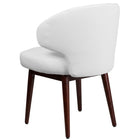 Flash Furniture Comfort Back Series Leather Side Reception Chair with Walnut Legs - White-Curved Back