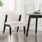 Manhattan Comfort - Chaise de salle à manger moderne Ola 54,5 cm en chenille crème-Cadre en bois d’orme de haute qualité avec embouts en métal doré brossé pour l’élégance et la durabilité