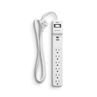 NXT Technologies 6-Outlet 2-USB Port Surge Protector - 4' Cord - White -Six grounded AC outlets, one USB Type-A, and one USB Type-C ports allow to conveniently power multiple devices such as phones, tablets, and monitors all at once