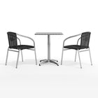 Flash Furniture – Table carrée de 23,5 po en aluminium/2 chaises en rotin noir, intérieur/extérieur (TLH-ALUM-24SQ-020BKCHR2-GG)-Certifié ANSI et BIFMA