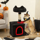PawHut - Arbre à chat gothique 28 po avec lit supérieur en peluche - rouge et noir-Inclut un poteau en sisal naturel pour satisfaire les envies de grattage et protéger vos meubles 