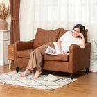 HOMCOM 55" Loveseat Sofa with Solid Wood Legs - Brown-Supports up to 529 lb (240 kg), providing a reliable seat for your family