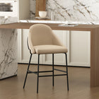 Manhattan Comfort - Gracie tabouret de comptoir moderne de 22" en similicuir rembourré - beige et noir-Le cadre et les pieds sont dotés d’un choix d’acier noir entièrement soudé ou d’acier inoxydable doré