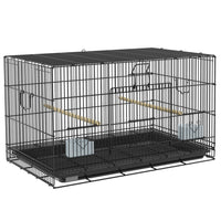 PawHut - Cage à oiseaux 18 po H avec plateau amovible, panneau inférieur en treillis, perchoirs en bois, balançoire-Cette cage à oiseaux offre un accès facile grâce à une porte avant dotée d'une petite porte et de deux petites portes latérales 