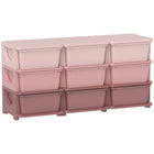 Qaba - Organisateur de rangement pour jouets pour enfants avec 9 bacs en plastique - rose-Les bords arrondis aident à éviter que votre enfant ne se blesse en cas de chute

