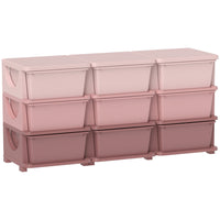 Qaba - Organisateur de rangement pour jouets pour enfants avec 9 bacs en plastique - rose-Les bords arrondis aident à éviter que votre enfant ne se blesse en cas de chute
