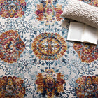 Modway Entourage Kensie Distressed Floral Moroccan Trellis Area Rug - 5 ft W x 8 ft L - Ivory Blue Red Orange Yellow-Protect Floors From Foot Traffic / Furniture