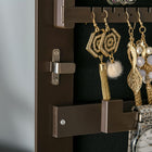 HOMCOM Mirror Jewelry Cabinet - 18.4" L x 14.4" W x 59.6" H - Brown-Material: MDF, Glass 