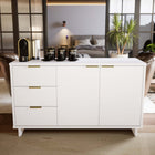 Manhattan Comfort Granville 55.04" Modern Sideboard - White-Includes 3 Full Extension Drawers with Top Drawer Designed in Vertical Textured Ribbed Lines Made from Solid Wood and 3 Concealed Shelves