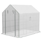Outsunny Walk-in Greenhouse - 3 Tier - 12 Shelves - White- Walk-in greenhouse with four shelves on both sides
 