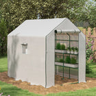 Outsunny Portable Greenhouse - White - 4.6' x 4.7' - UV and water-protective PE plastic tarp cover with a reinforcement grid to prevent tearing
 