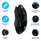 Logitech G903 Lightspeed Wireless Gaming Mouse with HERO 25K sensor - Black-Advanced Button Technology: metal-spring button tensioning keeps primary left and right buttons poised to trigger with less force, for exceptional button feel, response, and consistency every time