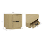 Manhattan Comfort Olivia 26.5" Modern Nightstand 2-Piece Set - Natural Oak/Black-Horizontal Glam Drawer Handles Made of Metal with a Choice of Black or Gold Finish