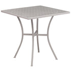 28'' Square Light Grey Indoor-Outdoor Steel Patio Table Set with 2 Square Back Chairs [CO-28SQ-02CHR2-SIL-GG]-Designed for Indoor and Outdoor Use