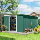 Outsunny - Abri de jardin en acier 11 pi x 9 pi-Toit incliné pour éviter l'accumulation d'eau  
