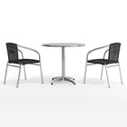 Table ronde en aluminium de 31,5 po avec 2 chaises en rotin noir, intérieur/extérieur (TLH-ALUM-32RD-020BKCHR2-GG)-4