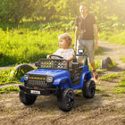 Qaba 12V Kids Ride on Truck Car with Remote Control, Openable Doors - Blue-Slow start and spring suspension ensure smooth rides on varied surfaces 