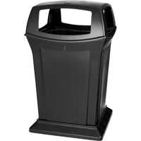 Rubbermaid Ranger 45 Gallons Waste Container with 4 Door Top - Black-Capacity - 45 US gal.