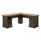Sauder - La Collection Sonnet Springs Bureau en L - Finition Pebble Pine-La moulure rabattable révèle une étagère coulissante pour clavier/souris