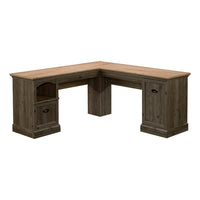 Sauder - La Collection Sonnet Springs Bureau en L - Finition Pebble Pine-La moulure rabattable révèle une étagère coulissante pour clavier/souris