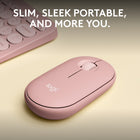 Logitech Pebble Mouse 2 M350s Slim Bluetooth Wireless Mouse - Portable - Lightweight - Customizable Button - Rose-Never Made Ordinary, Made to go places: Pebble Mouse 2 M350s’ minimalist round design is made with recycled plastic  – it's slim, lightweight and portable
