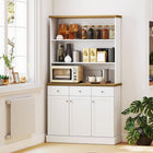 HOMCOM 71" H Kitchen Buffet Server Cabinet with Drawers and Storage - White-Wide open counter to place a microwave or coffee maker 