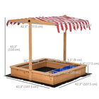 Outsunny Kids Square Wooden Sandbox with Adjustable Canopy - 42" x 42"-With canopy for shade, and it can be adjustable at the angle and height you want 