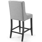 Modway Baronet Upholstered Fabric Counter Bar Stool - Light Gray - Set of 2-Solid Wood Legs
