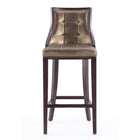 Manhattan Comfort - Tabouret de bar Fifth Avenue 19" traditionnel en similicuir bronze et noyer - lot de 3-Comprend une base de repose-pieds