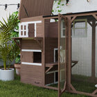 PawHut - Enclos pour chat en bois 76L, maison extérieure pour chat avec plateformes de saut 76 po L x 39,4 po l x 45,3 po H - brun-Construit en bois de sapin massif et grillage en acier galvanisé pour plus de stabilité 