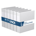 Davis Group Premium Economy Binder - D Ring - 2" - White - 6 Pack-3 Ring Binder