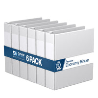 Davis Group Premium Economy Binder - D Ring - 2" - White - 6 Pack-3 Ring Binder