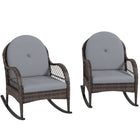 Outsunny - Fauteuil à bascule d’extérieur en osier - ensemble de 2-Deux fauteuils à bascule favorisent la détente avec un ami 
