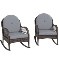 Outsunny - Fauteuil à bascule d’extérieur en osier - ensemble de 2-Deux fauteuils à bascule favorisent la détente avec un ami 
