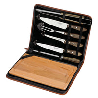 Tramontina - Churrasco Ensemble de découpe BBQ en acier inoxydable avec étui de transport - Planche en bois - Ensemble de couteaux - 8 pièces-Idéal pour préparer et servir des repas de barbecue de haute qualité