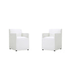 Manhattan Comfort - Lot de 2 fauteuils de salle à manger modernes Anna Square 58 cm en similicuir crème-Fauteuil de salle à manger moderne pour salle à manger et usage de travail lot de 2