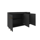 Manhattan Comfort Bradley 53.54" Mid-Century Modern Buffet Stand - Black-Features Unique Dip Style Top board Adding Sophistication and Beauty