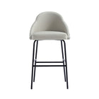 Manhattan Comfort Gracie 22" Modern Leatherette Upholstered Barstool - Stone and Black-Modern Barstool with Backseat Perfect for Bar and Kitchen Use